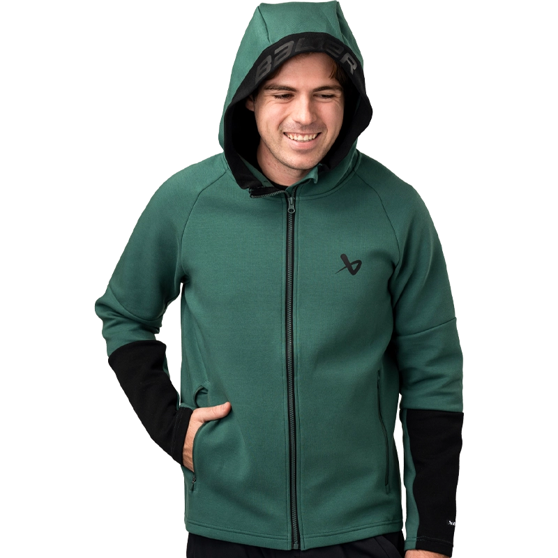 Bauer FLC Color Block Full Zip Jacket - Senior - Green