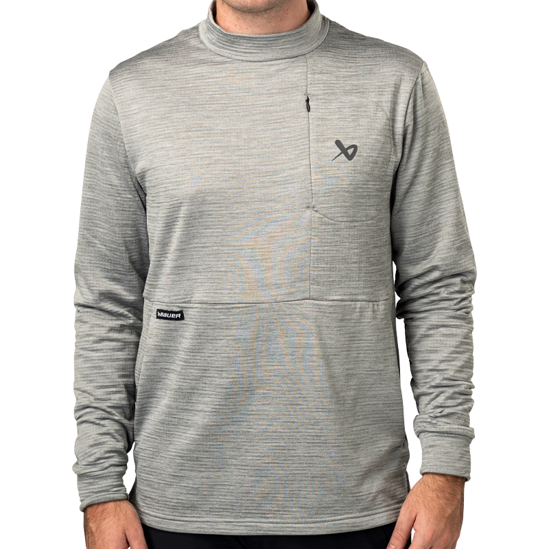 Bauer FLC Mock Neck Long Sleeve Tee - Senior - Grey