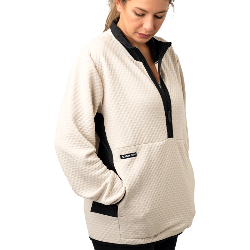 Bauer FLC Textured 1/2 Zip - Senior - Beige