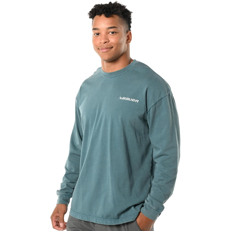 Bauer LS Acid Wash Tee - Senior - Blue