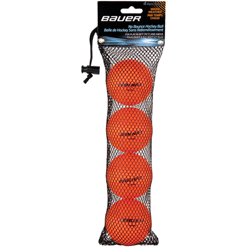 Bauer No Bounce Street Hockey Ball - Warm Weather - Orange - 4-Pack