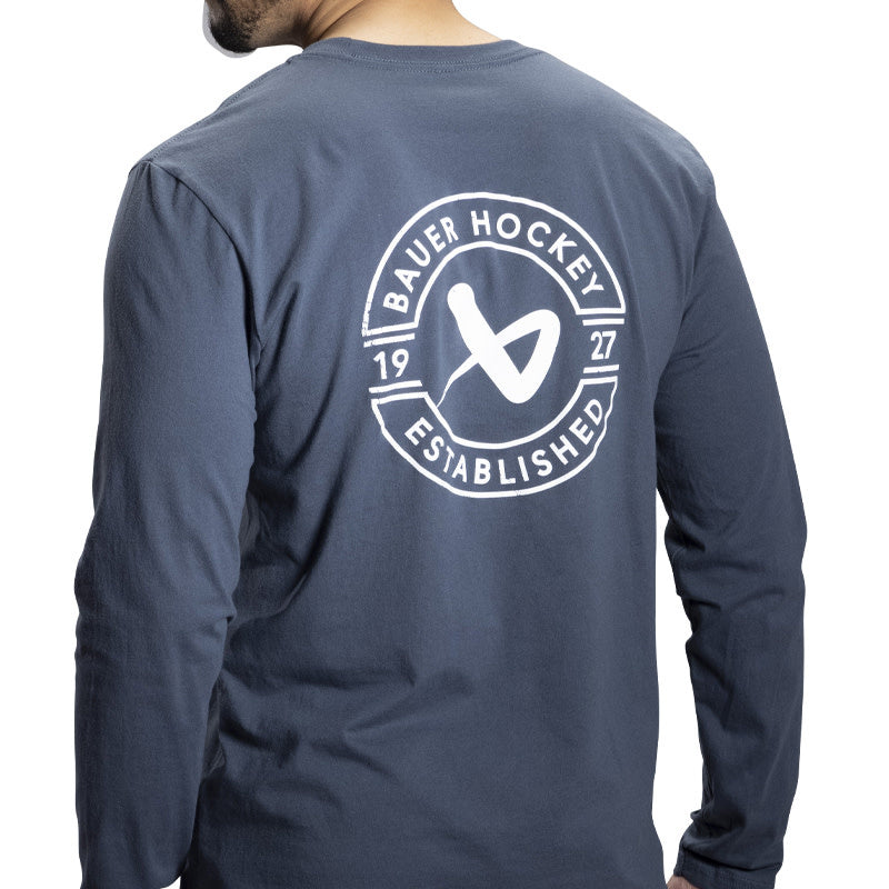 Bauer Long Sleeve Heritage Tee - Senior - Gray