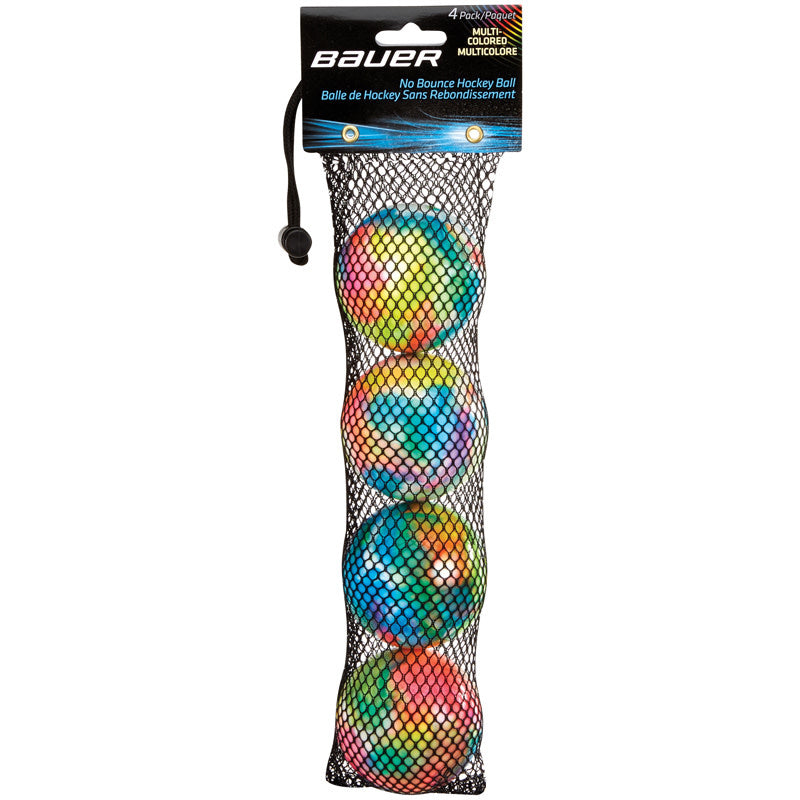 Bauer No Bounce Street Hockey Ball - Multi-Colored - 4-Pack