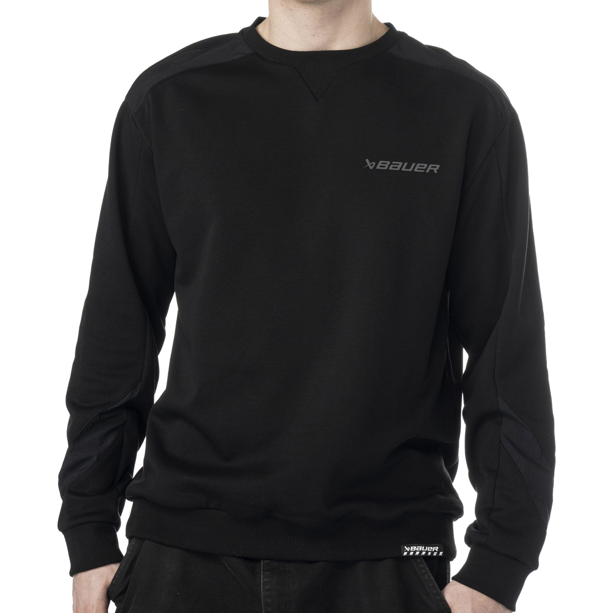 Bauer Knit Woven Crew - Senior - Black