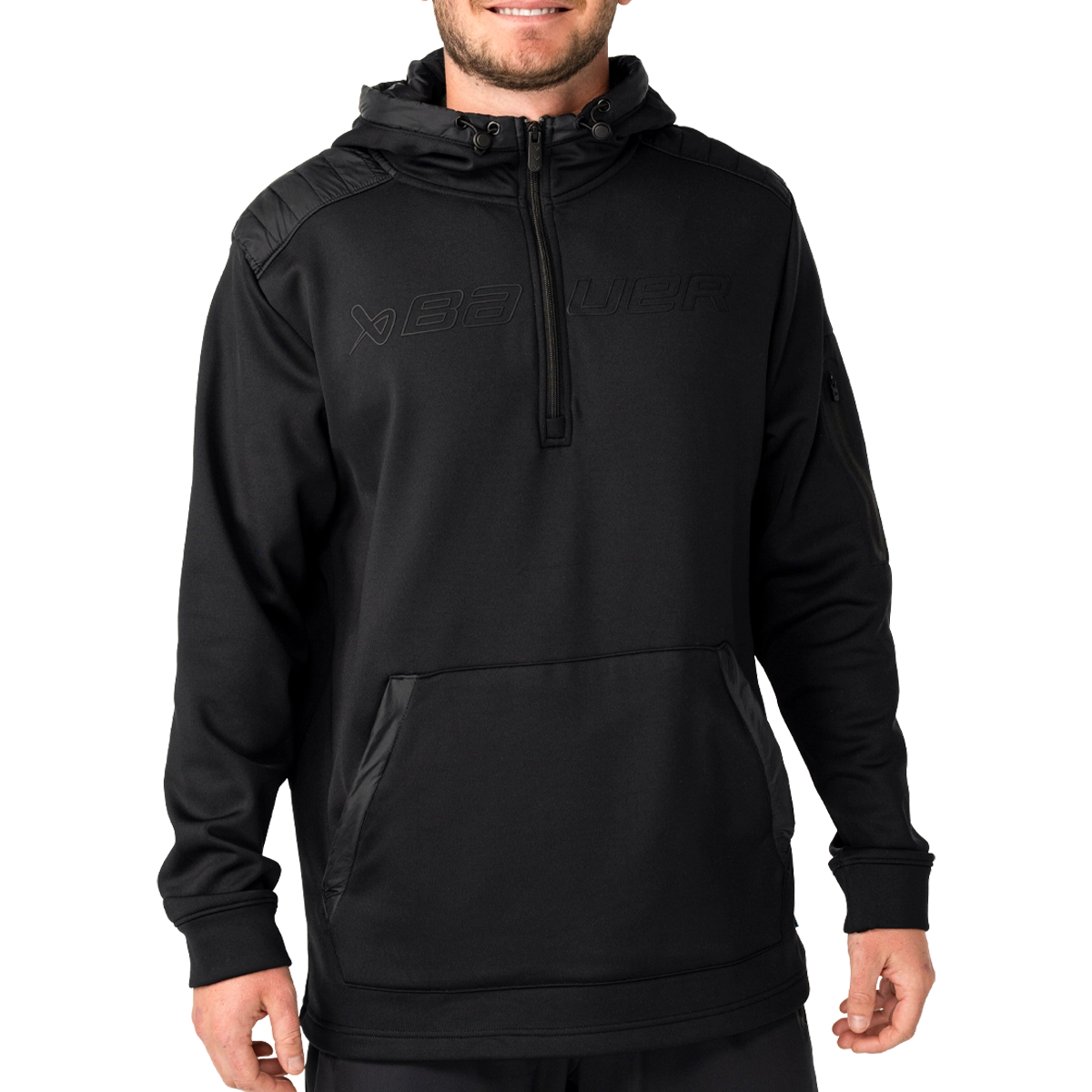 Bauer ODR Puffer Half Zip Hoodie - Black - Senior