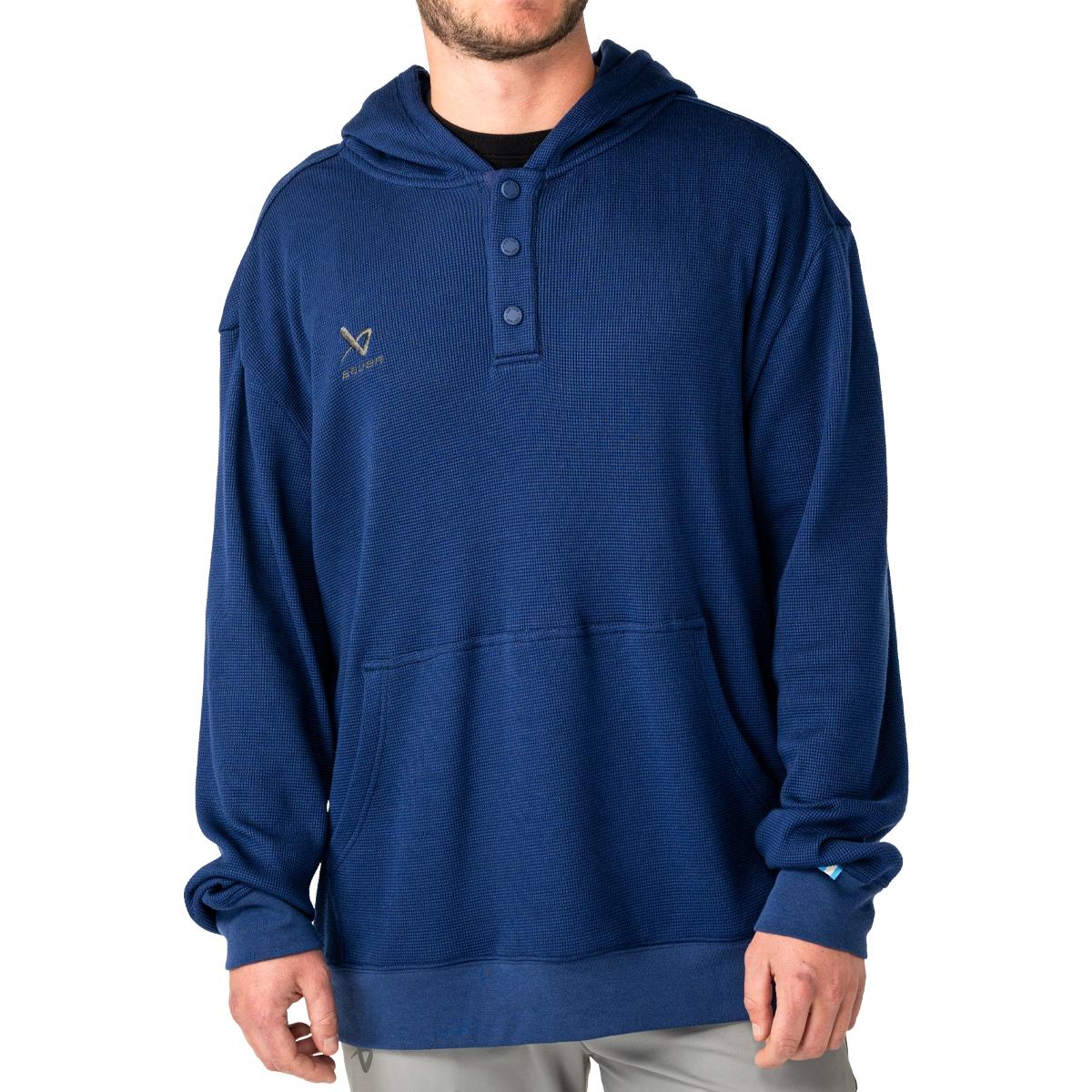 Bauer Waffle Half Zip Snap Hoodie - Blueprint - Senior
